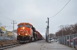 3032 leads CN 402 at Rimouski Station